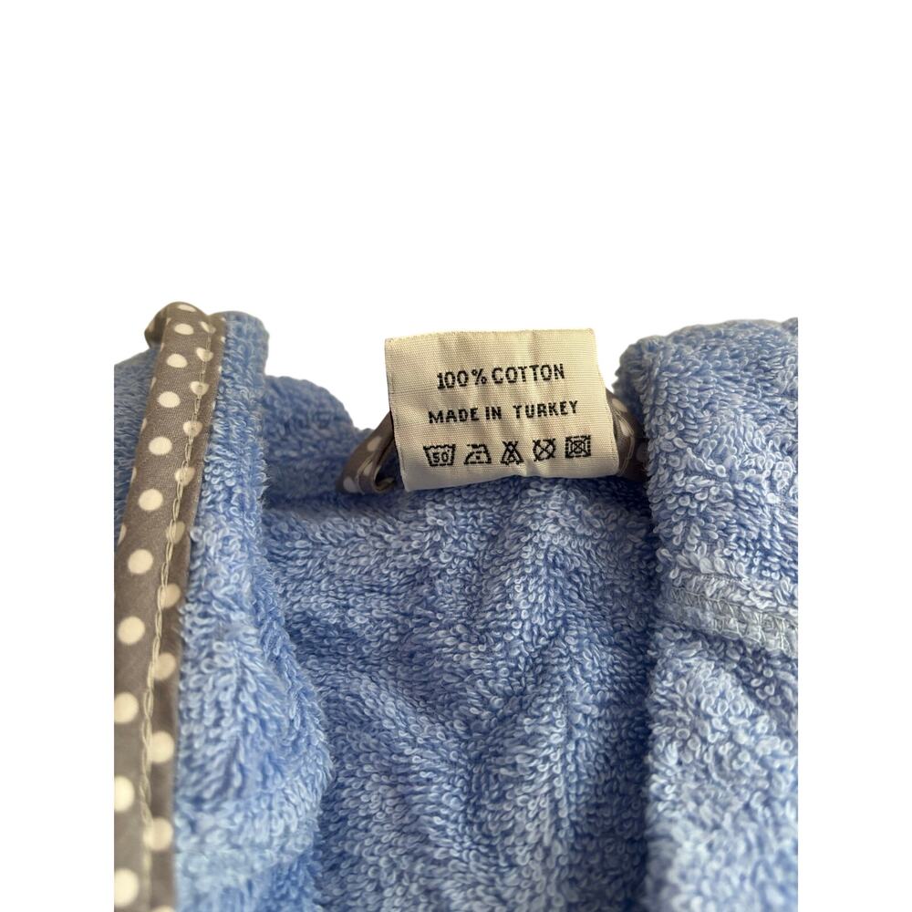 Baby Bathrobe 0-3 Months Blue Hooded Turkish Cotton Robe Elephant Embroidery - Picture 8 of 10